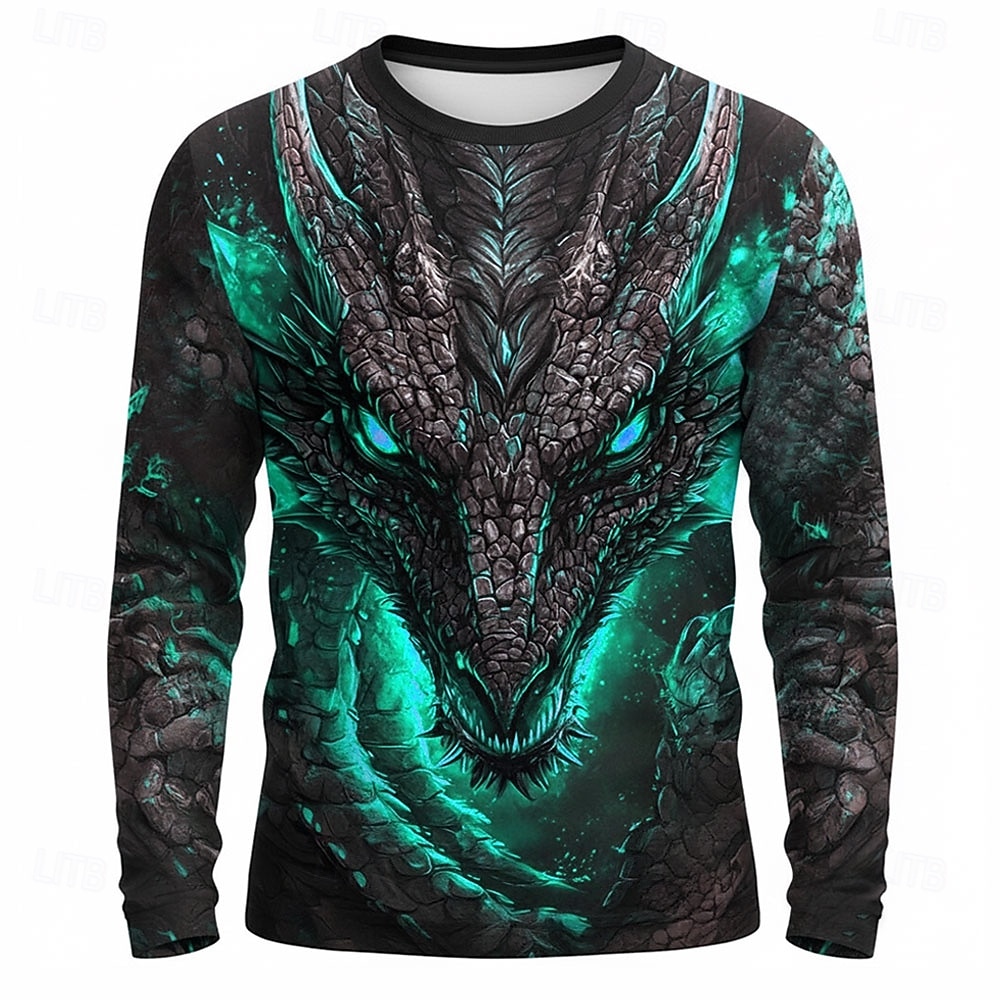 Herren Tiermotiv Lustig T Shirt Langarm T-Shirt 3D-Druck Rundhalsausschnitt Hemd Mode Basic Lässig Täglich Straße Blau Rote Purpur Sommer Frühling Bekleidung S M L XL XXL XXXL 2026 - $23.99 –P3