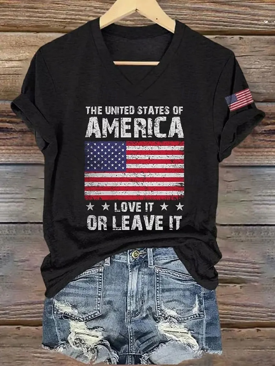 Ziua Independenței Americane Pentru femei Tricou Tee Top Steagul american Modă Clasic Casual Manșon scurt În V Topuri obișnuite Zilnic Ieșire Sfârșit de săptămână Albastru piscină Negru Roșu-aprins 2026 - $19.99 –P1
