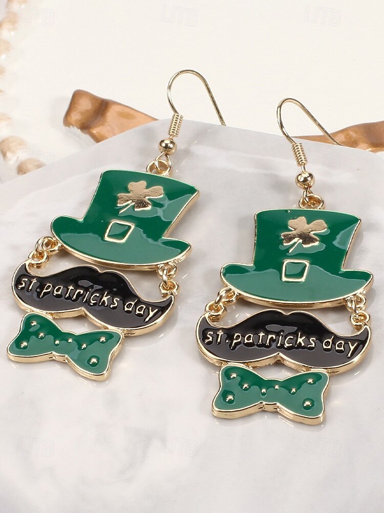Damörhängen i legering med hängen till fest, St. Patrick's Day-motiv, flermönster med shamrock och pyssling, roliga festliga irländska smycken för högtidsfester, parader och festkläder 2026 - $7.99 –P9