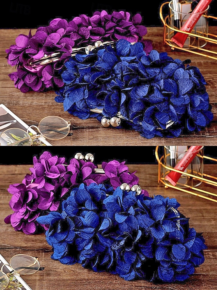 Women's Polyester Floral Clutch Bag with Short Chain Strap, Elegant 3D Petal Design, Multicolor Options, Lightweight Evening Handbag, Perfect for Weddings, Parties & Formal Events 2026 - $24.99 –P13