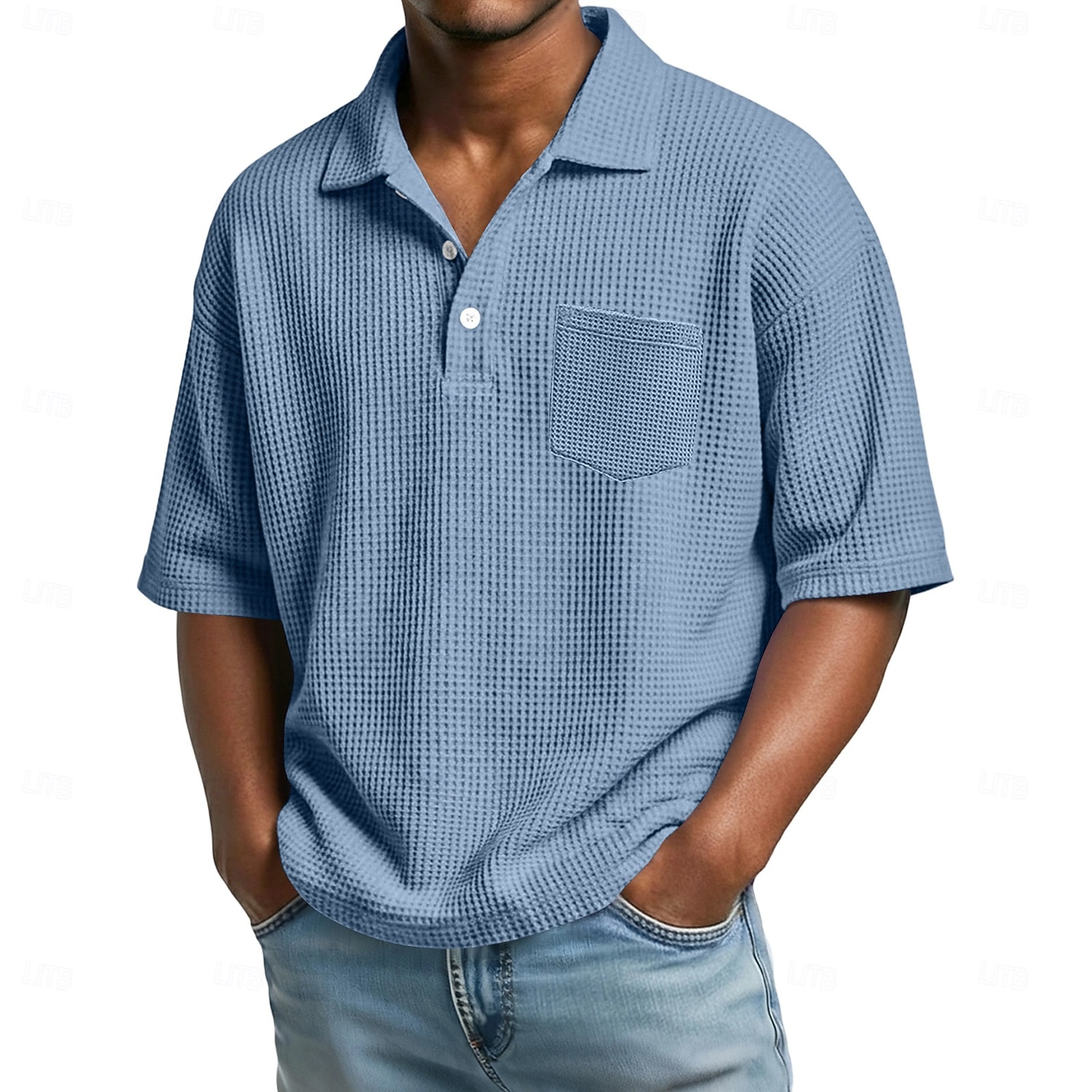Ανδρικά Πουκάμισο γκολφ Μπλουζάκι πόλο με πλέξη βάφλα Causal Επιχείρηση Κλασσικά Κοντομάνικο Μοντέρνα Συμπαγές Χρώμα Σκέτο Κουμπιά Καλοκαίρι Άνοιξη Όλες οι εποχές Κανονικό 2026 - $21.99 –P4