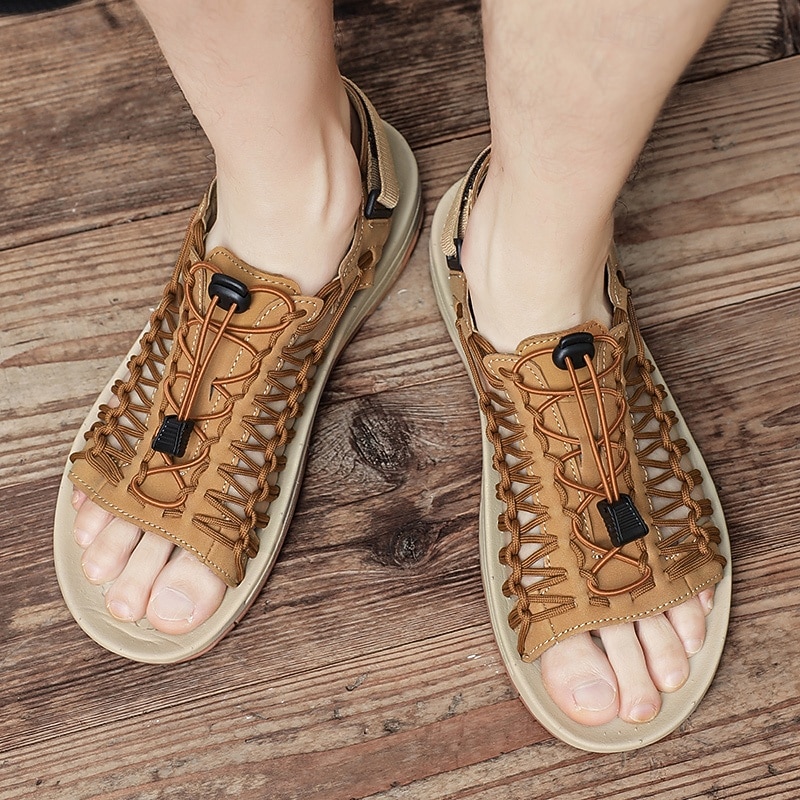 sandali da uomo color cuoio con cinturini regolabili, traspiranti e comodi, ideali per attività estive all'aperto e vacanze del 2026 a $46.99 –P5