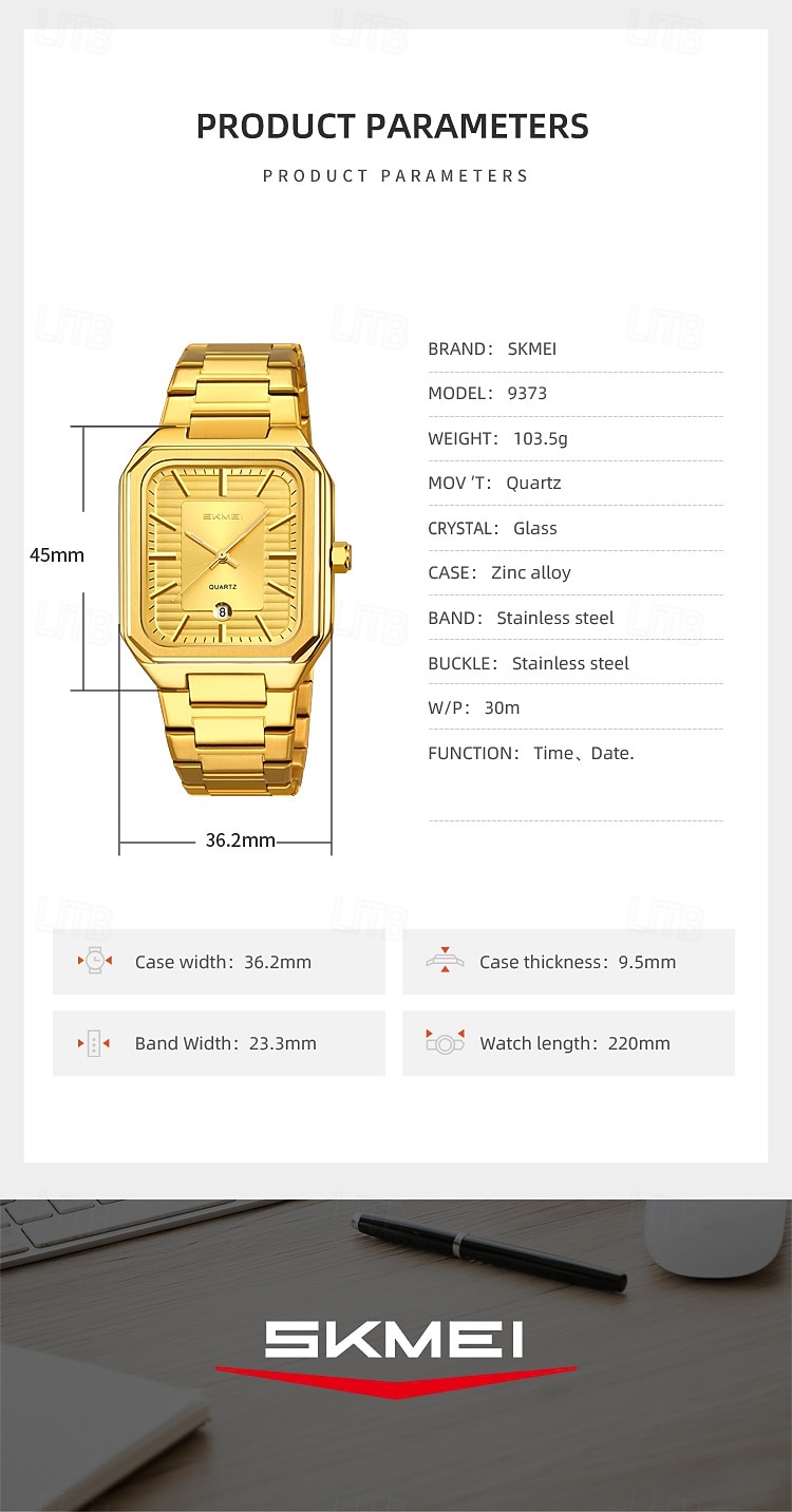 SKMEI Heren Quartz horloges Minimalistisch Modieus Vrijetijdshorloge Zakelijk Kalender WATERDICHT Wereldtijd Decoratie Teräs Horloge 2026 - $31.99 –P16