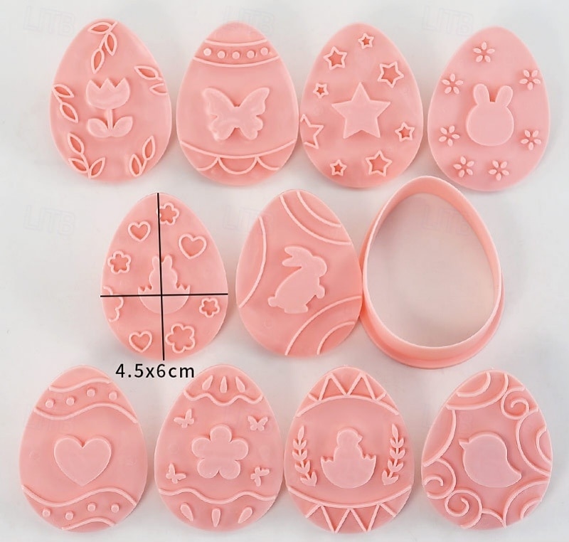 مجموعة قوالب تقطيع بسكويت عيد الفصح، ١٠ قطع من قوالب ضغط البسكويت، مجموعة قوالب تقطيع بسكويت بيض عيد الفصح مع مجموعة طوابع ضغط، أدوات مطبخ، طوابع بسكويت بلاستيكية 2026 - $9.99 –P10