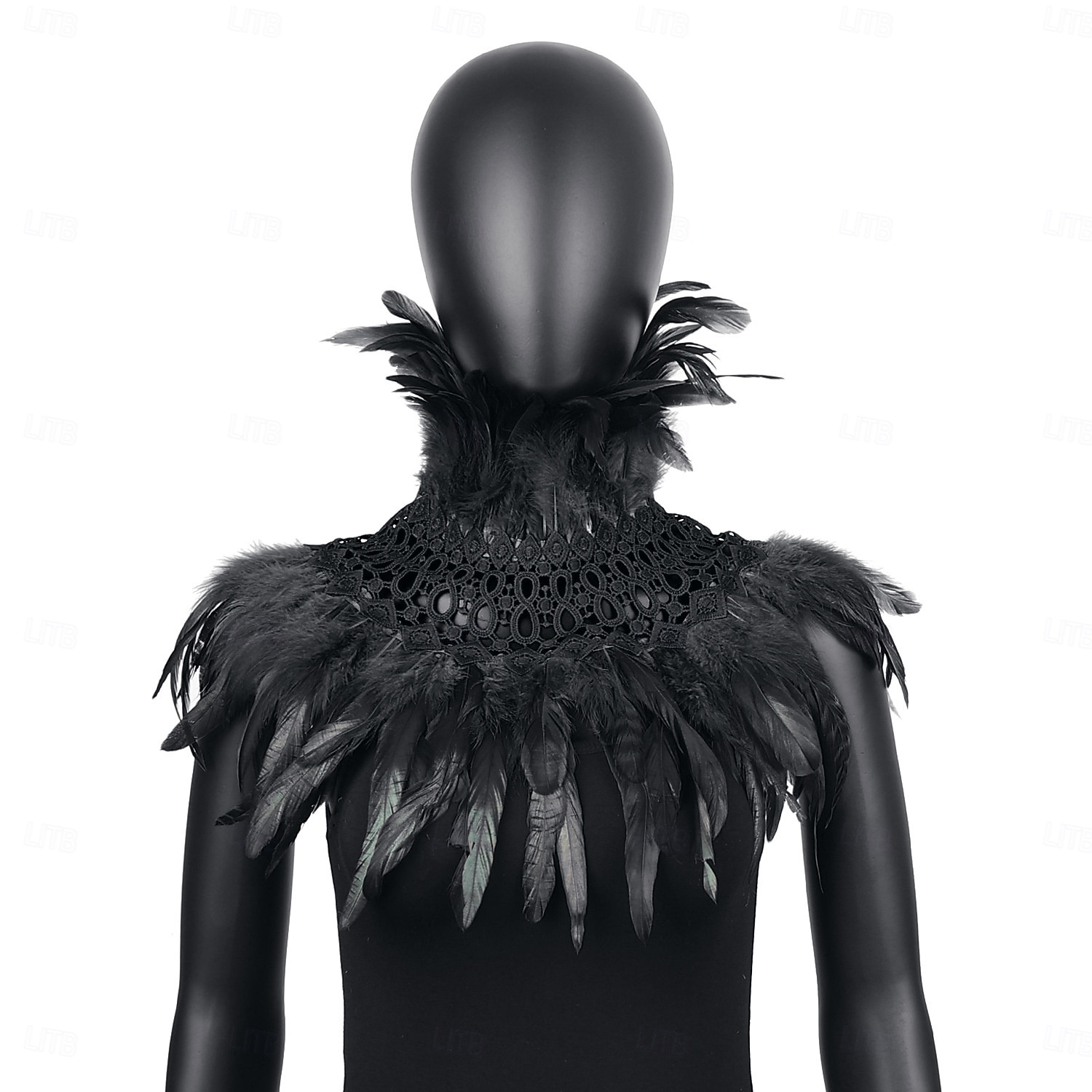 Karnival 2026 Rio Karnival Samba Tillbehör Kvinnors Tealfjäder Cape Sjalkappa med Svart Spets Choker Brasilien Festival Uppträdande Kostym 2026 - $20.99 –P3