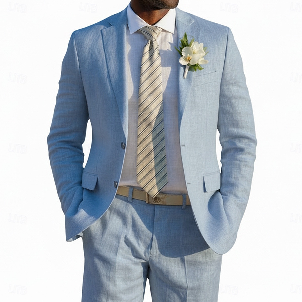 Men's Linen Suits Beach Wedding Spring Wedding Black White Spring & Summer Suit Notch Lapel Fashion Lightweight Solid Colored Tailored Fit 2 Piece Single Breasted Two-buttons 2026 - $99.99 –P6