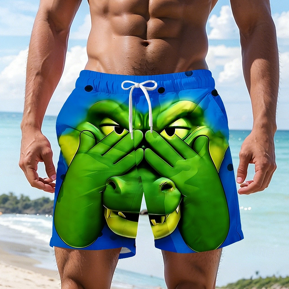 Hombre Caricatura Cocodrilo Cubrirse los ojos Boxers de Natación Pantalones de Natación Pantalones de Surf Media cintura Hawaiano Gracioso vacaciones en la playa Bolsillos laterales Forro de malla 2026 - $20.99 –P3
