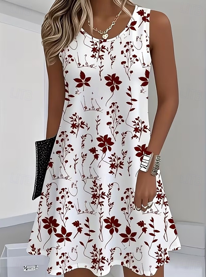 Mujer Vestido hasta la Rodilla Vestido informal Vestido de una línea Vestido de flores Vestido de verano Elegante Casual Cita Ajuste regular Floral Sin Mangas Escote en Pico Camiseta con cuello 2026 - $24.99 –P4