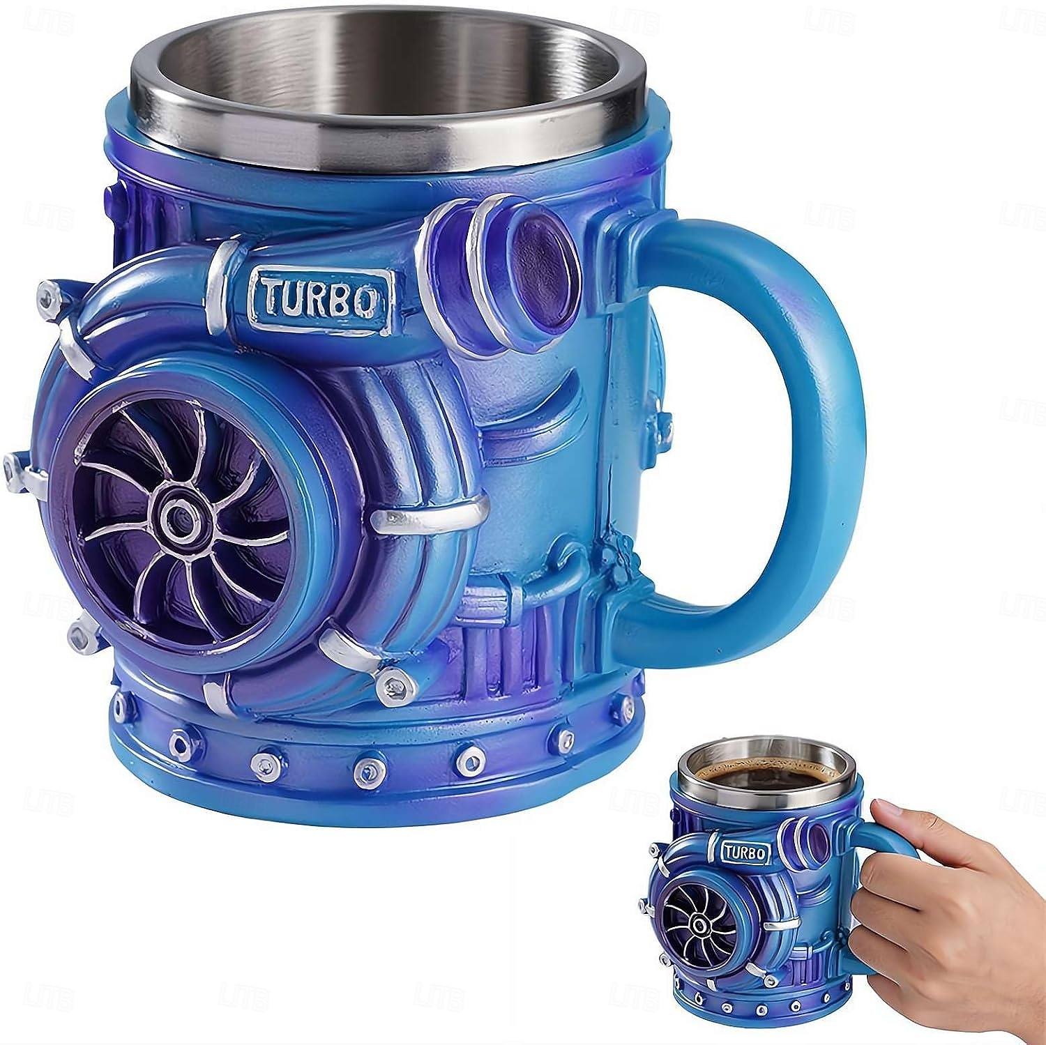 retro V8-moottorimuki, luovat turboahtimella varustetut mukit, uutuus 3D-mekaaninen kahvikuppi, ihanteellinen lahja autoharrastajille, mekaanikoille &vaihdelaatikot 2026 - $23.99 –P6