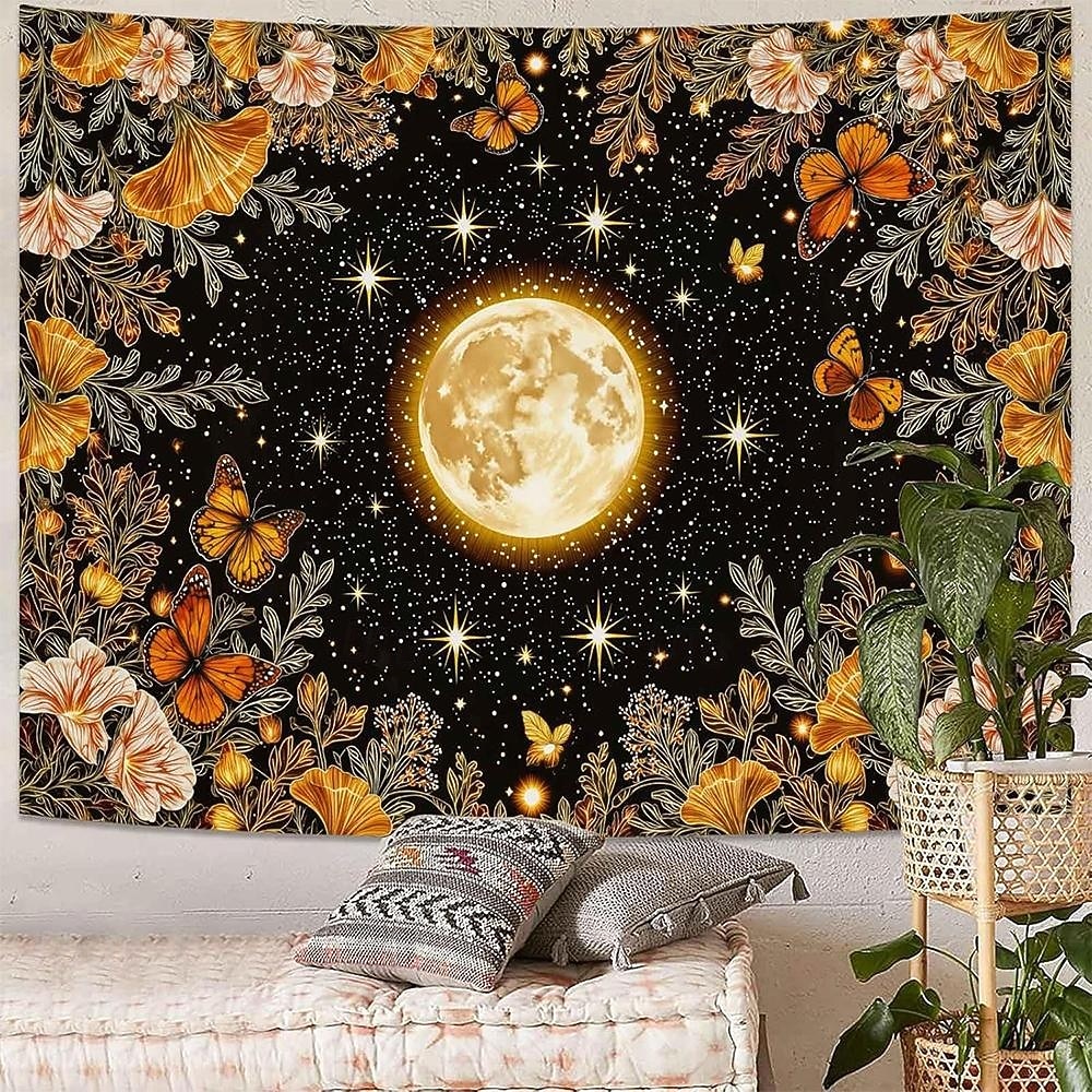 Wandteppich mit Sonne und Mond aus Buntglas, himmlisches Mosaik, Boho-Stil, kunstvolle Wanddekoration für Yoga-, Meditations- und Wohnzimmer 2026 - $20.99 –P9
