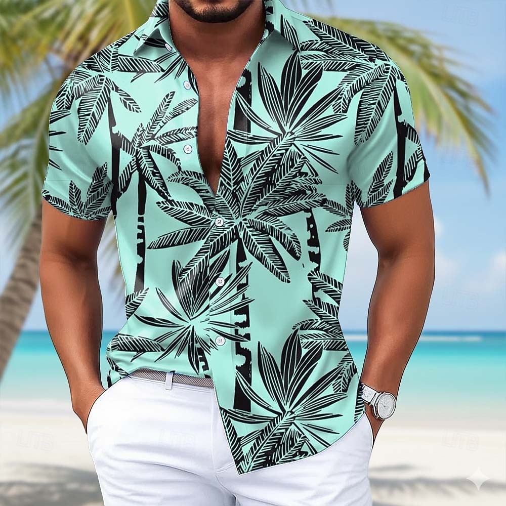 Per uomo Albero di Cocco Piante Tropicali Camicia in raso Camicie hawaiane Camicia Aloha Manica Corta Hawaiano Quotidiano Vacanza Estate Primavera Collo ripiegato Camicie con Colletto Stampa 3D del 2026 a $25.99 –P1