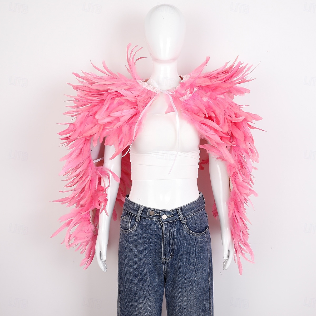 Carnaval 2026 Accesorios de Samba del Carnaval de Río Capa Chal larga de plumas rojas para mujer con lazo de cinta disfraz de actuación del festival de Brasil 2026 - $96.99 –P17