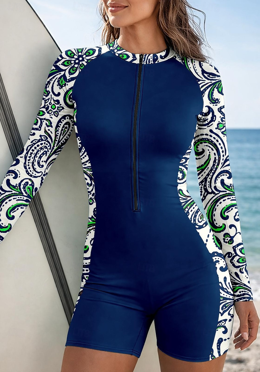 Mulheres Normal Anti Atrito Roupa de banho Roupas de Banho Esportivas Floral Zip Up Bojo Removível Zíper Frontal Proteção Solar UV UPF50+ Ultra Leve (UL) Manga Longa Roupa de Banho Anti Atrito Surfe de 2026 por $35.99 –P5