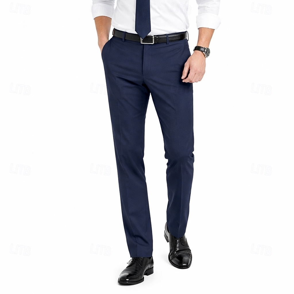 Voor heren Broek Pakken Zomerbroek Vrijetijdsbroek Zak Effen Lichtgewicht Ademend Volledige lengte Dagelijks Buiten liiketoiminta Modieus Streetwear blauw Zwart Rekbaar 2026 - $21.99 –P3