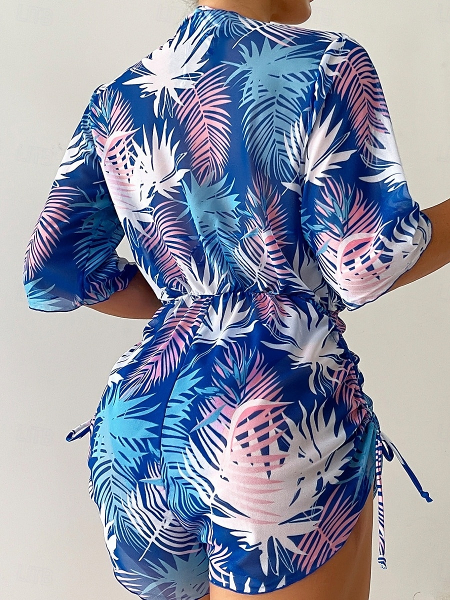 Dámské Plavky Bikiny Tři kusy Odvážné Plavky Štíhlý Volná záda prázdniny Oblečení na pláž Květinový Grafika Ponořit se Bez rukávů Plavky 2026 - $25.99 –P2