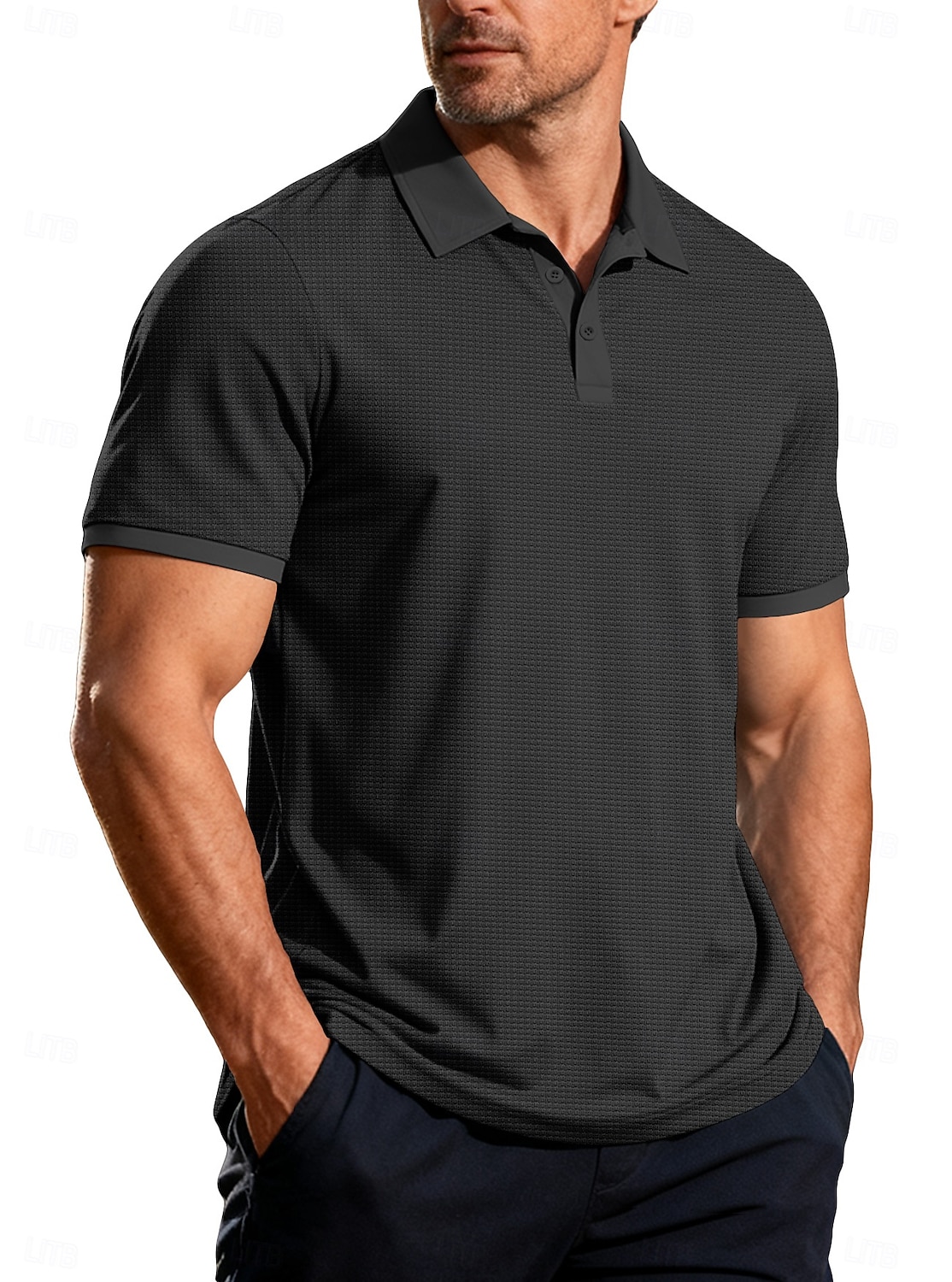 Męskie Koszula golfowa Koszulka polo z dzianiny waflowej Codzienny Biznes Klasyczny Krótki rękaw Moda Nowoczesny Jednokolorowe Guziki Lato Wiosna Wiosna i lato Regularny Czarny Biały Żółty Wino 2026 - $18.49 –P13