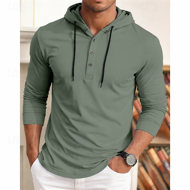 Homens Camisa Social Camisa casual camisa de botão Pullover Azul Marinha Manga Longa Tecido Com Capuz Casual Diário Com Capuz Roupa Moda Casual de 2026 por $20.99 –P3