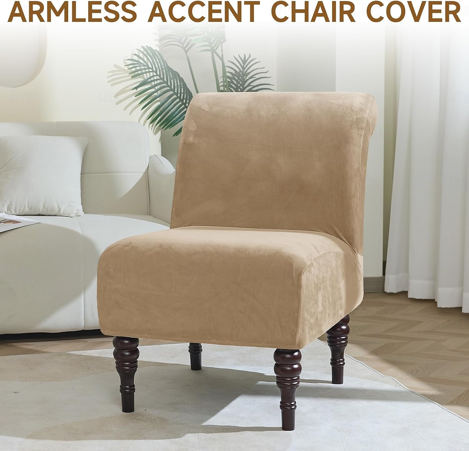 Velvet Armless Accent Chair Cover, Soft Stretch Accent Chair Slipcovers Without Arms Removable Armless Chair Furniture Protector Covers for Living Room/Dining Room/Hotel 2026 - $50.99 –P7