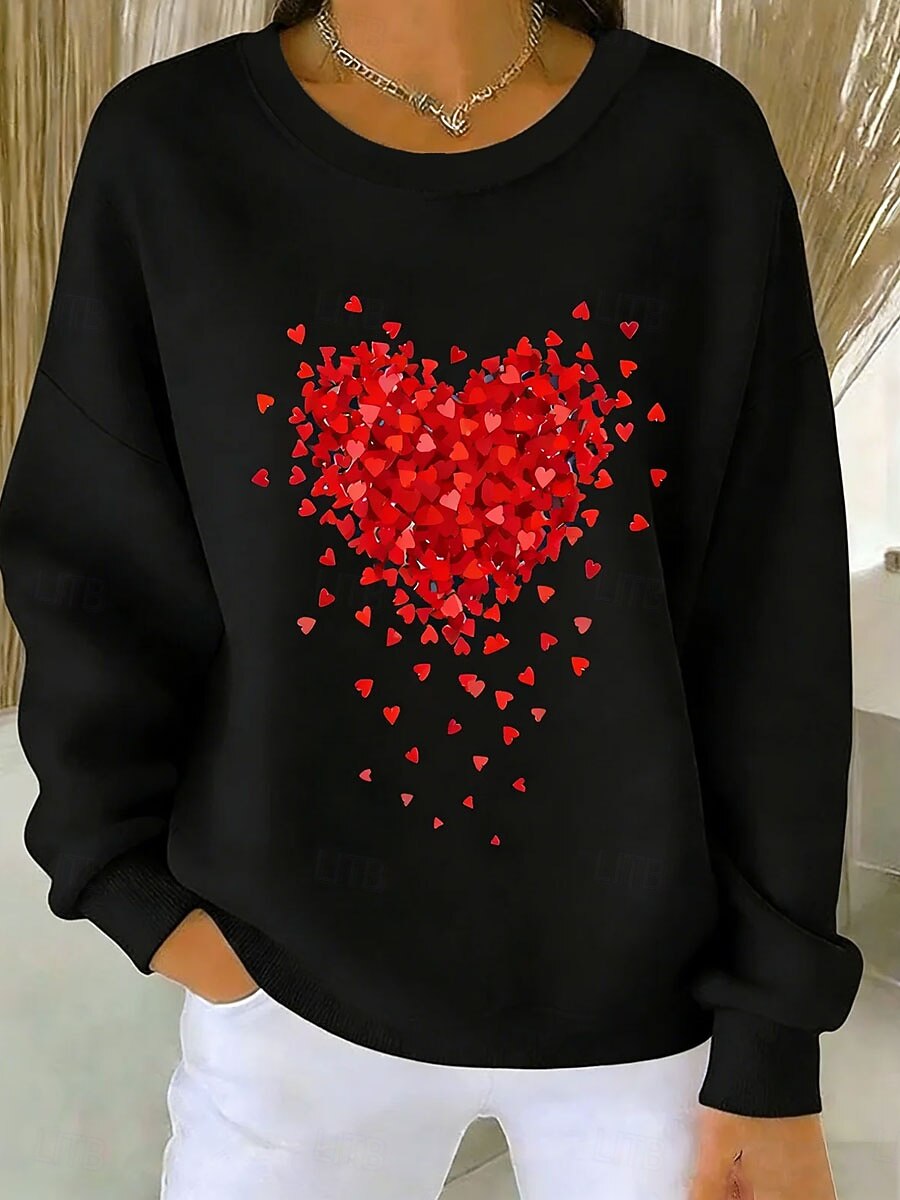 Damskie Pullover Nadruk Serce Graficzny Ciepłe Klasyczny Codzienny Długi rękaw Półgolf Zwykłe topy Codzienny Dom Ulica Niebieski Czarny Biały Rumiany róż Beżowy Wiosna Jesień Zima 2026 - $27.99 –P3