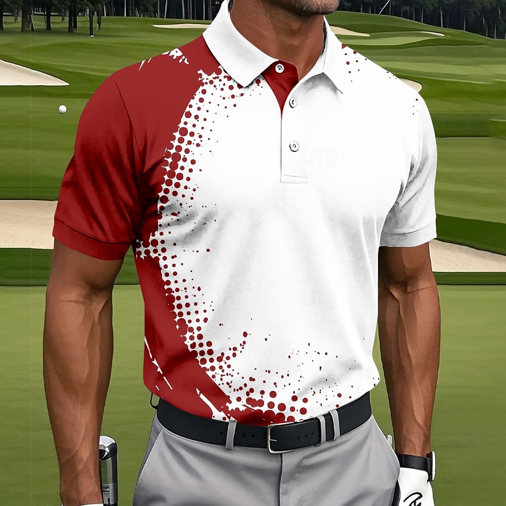 Férfi Geometriai Golf Sportpólóingek Rövid ujjú Pólóingek Galléros ingek Alkalmi Sportruházat Gombok Nyár Tavasz Medence Fekete Rubin 2026 - $21.99 –P1