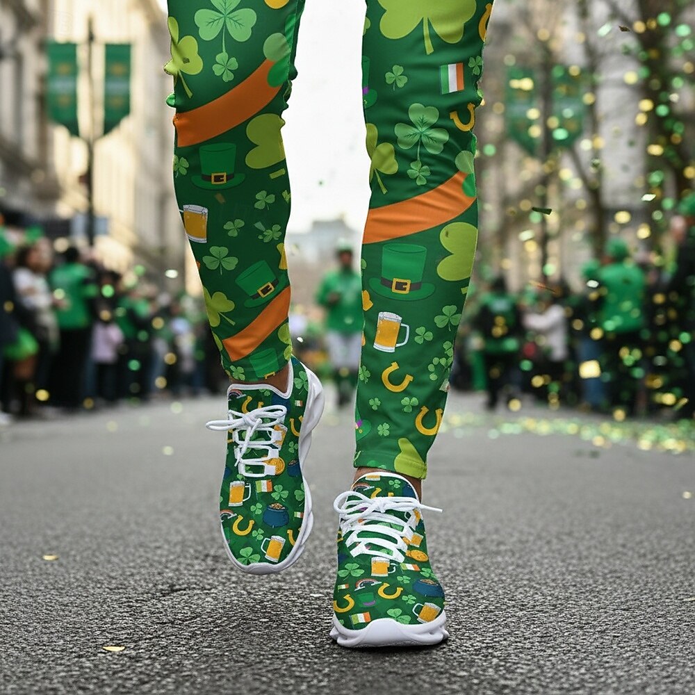 Męskie trampki sportowe Green Clover na Dzień Świętego Patryka – oddychające i wygodne buty do biegania na paradę irlandzką, spacery na świeżym powietrzu, imprezy świąteczne i do codziennego użytku 2026 - $42.99 –P4