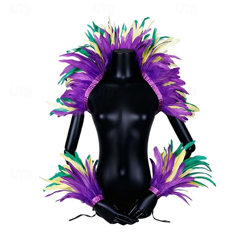 Carnaval 2026, accesorios de samba para carnaval de Río, conjunto de disfraz de fiesta con plumas moradas, verdes y amarillas, disfraz de actuación para festival de Brasil 2026 - $36.99 –P2
