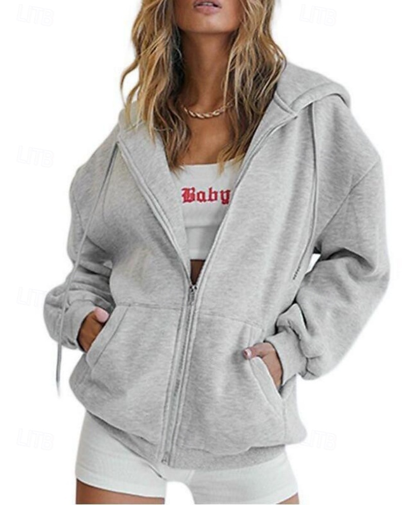 Женская объемная толстовка на молнии с длинными рукавами, повседневная толстовка с капюшоном и карманами для повседневной носки, несколько цветов. 2026 - $21.99 –P9