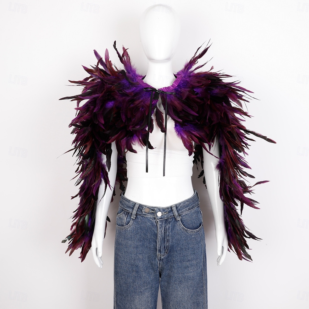 Carnaval 2026 Accesorios de Samba del Carnaval de Río Capa Chal larga de plumas rojas para mujer con lazo de cinta disfraz de actuación del festival de Brasil 2026 - $96.99 –P4