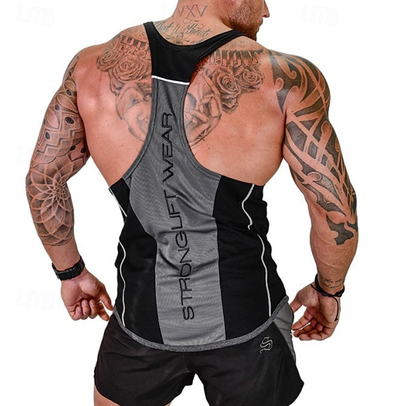 Herr Färgblock Träningströja Linne för jogging Gymlinne Sommar Ärmlös Snabb tork Kompression Fuktabsorberande Gymträning Aktiv träning Träning Svart Vit Gul Sportkläder Sportkläder 2026 - $18.99 –P4