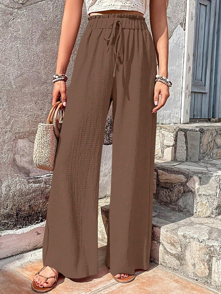 Per donna Pantaloni Pantaloni Larghi Pantaloni casual Pantaloni a Nido d'Ape Vacanza Moda Streetwear Lunghezza intera Vita Alta Semplice Coulisse Tasca Gamba larga Comodità Leggero Morbido del 2026 a $26.99 –P19