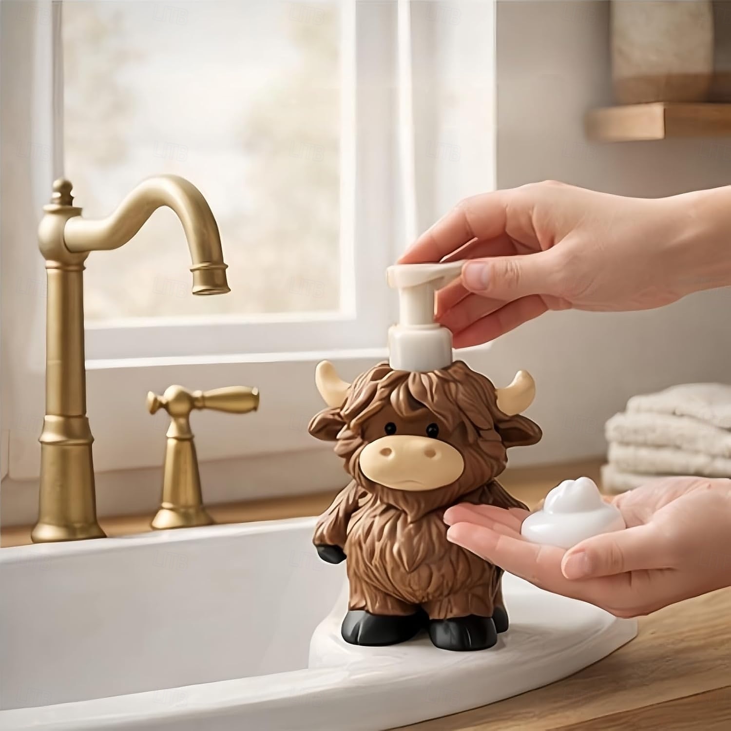 dispenser di sapone a forma di mucca delle Highlands, adorabile bottiglia di sapone per le mani a forma di mucca delle Highlands &Gel doccia, bottiglia con pompa ricaricabile a forma di mucca, stampa del 2026 a $30.99 –P3