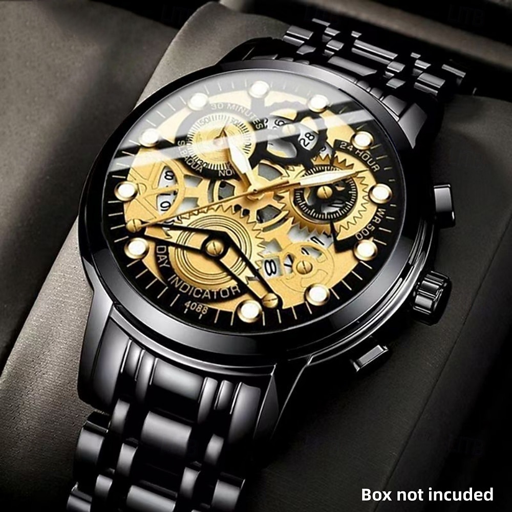 Новые многофункциональные мужские часы, роскошные кварцевые часы для мужчин, светящийся в темноте дисплей, скелетонизированный дизайн циферблата, точное измерение времени, подходят для повседневного 2026 - $23.99 –P2