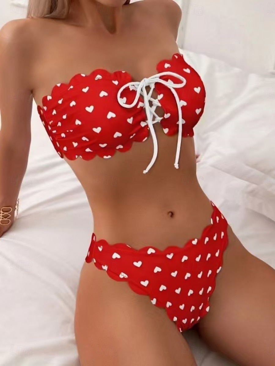 Pentru femei Costume de Baie Bikini 2 bucăți Obraznic Costum de baie Zvelt Fără Spate Vacanță Costum de plajă Inimă Fără Bretele Fără manșon Costume de baie 2026 - $22.99 –P5