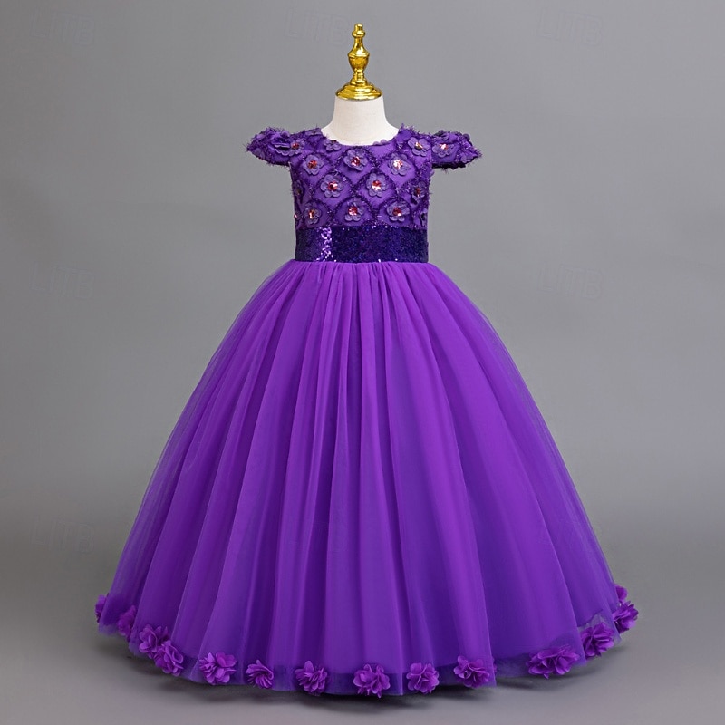 Vestido de Niña Florista Chica Vestido formal Atuendo de boda Fiesta Boda Formal Moda Adorable Princesa Retazos Malla Color sólido Sin Mangas Cuello Barco Azul Piscina Rosa 4 años + 2026 - $55.99 –P15