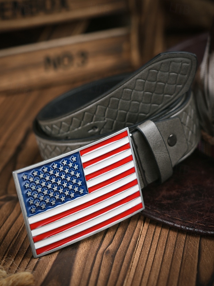 250. výročí Spojených států pánský embosovaný opasek z umělé kůže s přezkou ve tvaru americké vlajky více barev vlastenecký styl pro každodenní nošení a oslavy v USA 2026 - $18.99 –P8