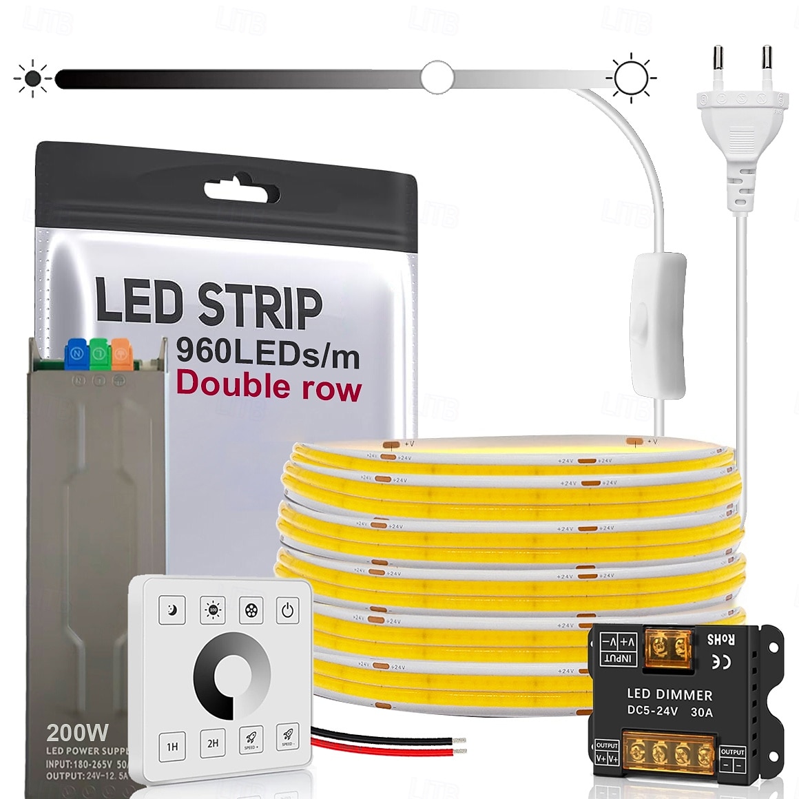Λάμπα ταινίας LED 24v διπλής σειράς εξαιρετικά φωτεινή cob 8,2ft 16,4ft θερμού λευκού φυσικού φωτός cri 95 960led /m 190w υψηλής πυκνότητας με προαιρετικό ελεγκτή και τροφοδοτικό για εμπορικές, 2026 - $46.99 –P1