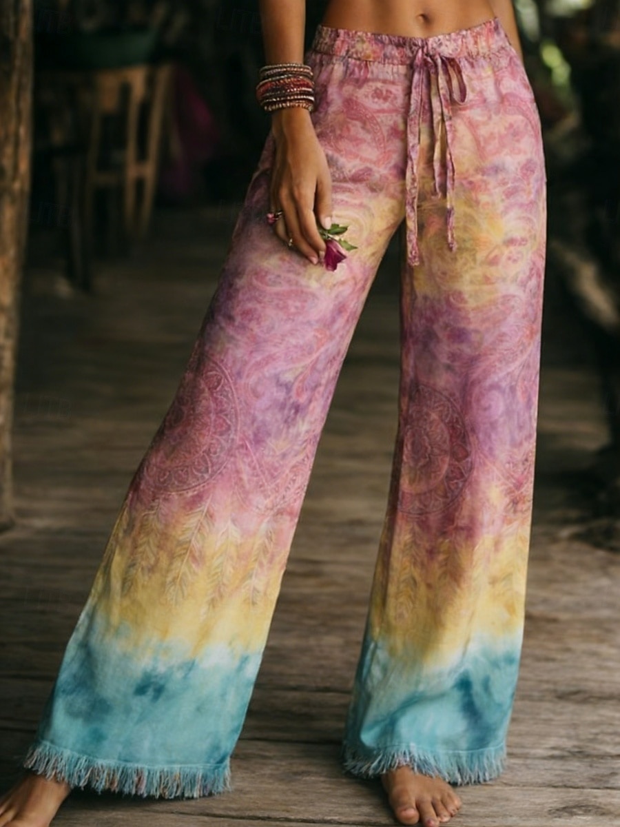 Γυναικεία Πλατύ Πόδι Παντελόνια Διακοπές Μοντέρνα Μπόχο Πλήρες μήκος Μεσαία Μέση Γραφική Τσέπη Ελαστική μέση Στάμπα Άνετα Ικανότητα να αναπνέει Ανελαστικό Καθημερινά ΕΞΩΤΕΡΙΚΟΥ ΧΩΡΟΥ Διακοπές 2026 - $37.99 –P1