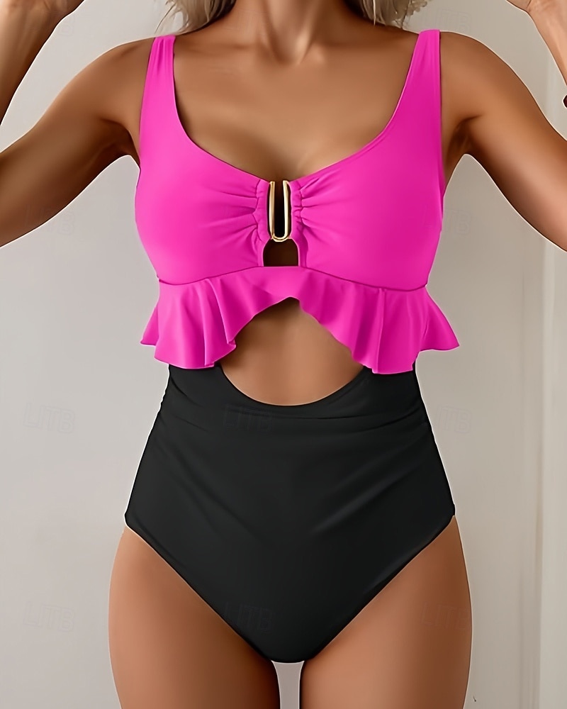 Mujer Traje de baño 2 Piezas Trajes de baño Color sólido Secado rápido Alta elasticidad Sin Mangas Bañadores Traje de baño Surf Playa Natación Verano 2026 - $18.99 –P4