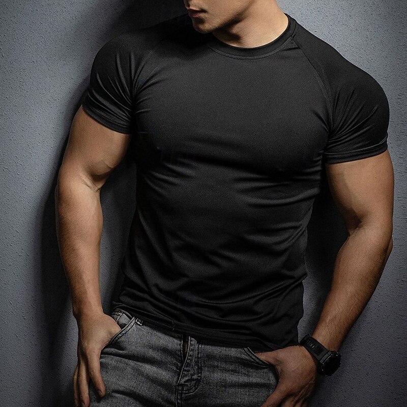 Homme Couleur Unie T-shirt de course T-shirt de compression Été Printemps Automne Manche Courte Séchage Rapide Compression Évacuation de l'Humidité Entraînement en salle Entraînement actif Exercice de 2026 ? $22.99 –P1