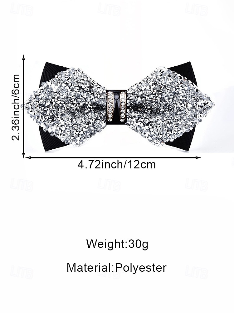 Мужской галстук-бабочка из полиэстера с блестками и кристаллами, доступен в нескольких цветах, идеально подходит для свадеб и вечерних мероприятий. 2026 - $11.99 –P10