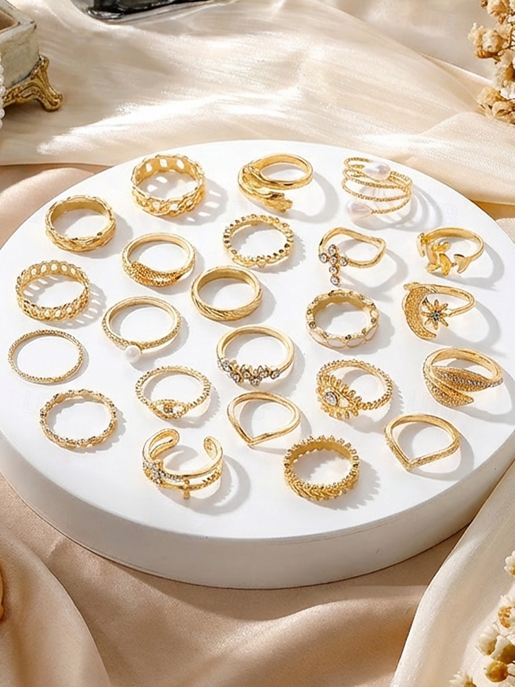 Sada dámských prstenů v bohémském stylu – slitina zlata a stříbra, různé designy, ideální pro běžné nošení i slavnostní příležitosti, moderní a jedinečné doplňky 2026 - $11.99 –P6