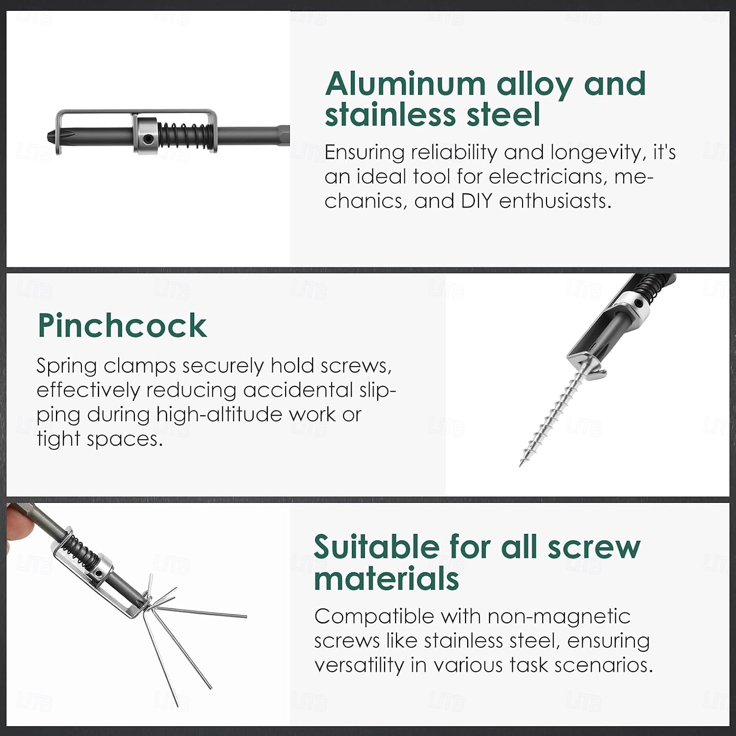 4 stk. fjærbelastet skrueholderbits, fallsikker skrutrekkerbits, universelt skruefesteverktøy, enhånds, skruerdriftsguide borespissholder for elektriker, mekaniker, gjør-det-selv-entusiast 2026 - $9.99 –P7