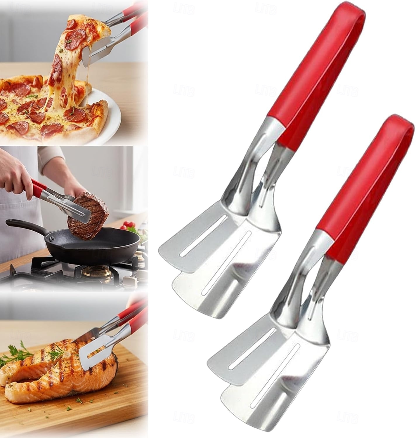 2pcs Stainless Steel Barbecue Clip, Fish Frying Spatula with Anti-Slip Comfortable Grip, Suitable for Flipping Fish, Eggs, Pizza, Steak, and Fries, Ideal for Home and Restaurant, Outdoor Barbecue Use 2026 - $19.99 –P1