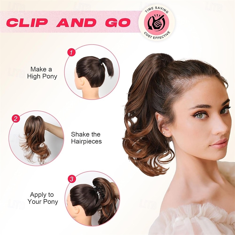 Ponytail Extension - 14" Claw Clip in Ponytail Hair Extensions Natural Soft Synthetic Layered Wavy Pony Tail Hair Pieces for Women - Platinum 2026 - $14.99 –P5