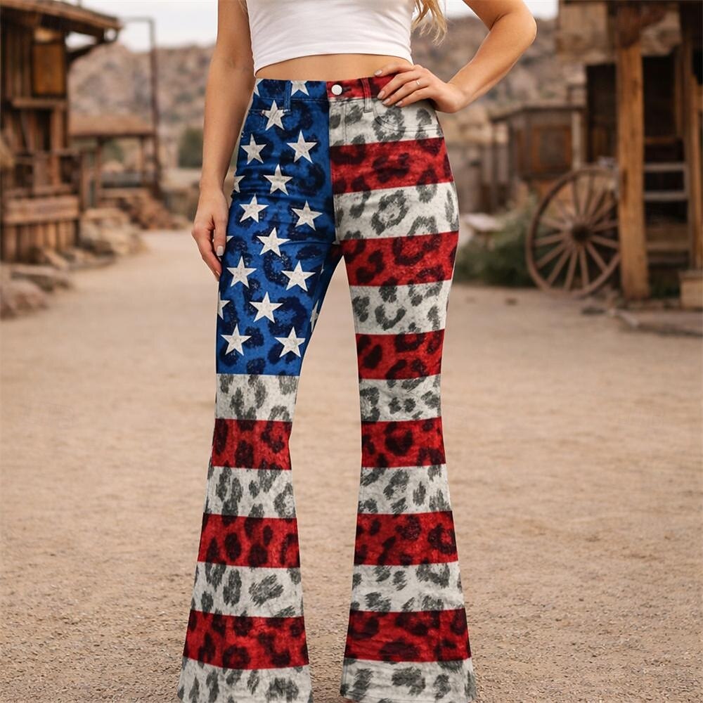 250º Aniversario de EE. UU. Retro Antiguo Años 70 Pantalones Los pantalones de campana Hippie Disco Alta cintura Disfraz Mujer Mascarada 4 de julio Fiesta Día de la Independencia Adulto Pantalones 2026 - $32.99 –P3