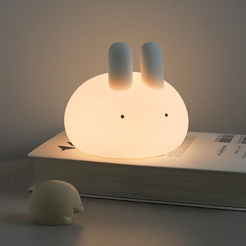 Cute Dumpling Bunny Silicone Tap Night Light, Soft LED Sleep Lamp with Timer, 2 Brightness Levels, Type-C Rechargeable, Long Battery Life, Bedroom Ambient Light, Easter Gift for Kids 2026 - $28.99 –P1