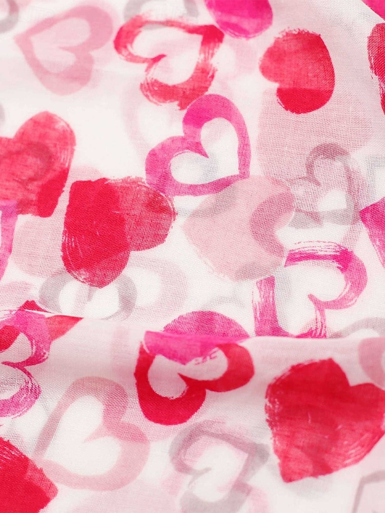 Écharpe légère en polyester à imprimé cœurs avec pompons, douce et romantique, idéale pour la Saint-Valentin, les soirées en amoureux, le quotidien et les superpositions de saison. de 2026 ? $14.99 –P6