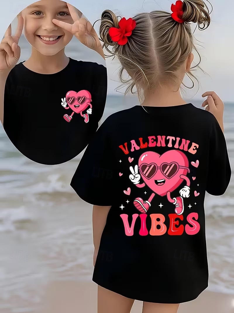 Valentines Girls' 3D Heart Graphic T shirt Tee Short Sleeve 3D Print Summer Spring Sports Fashion Streetwear Kids 4-12 Years Crew Neck Casual Daily Outdoor Regular Fit 2026 - $13.49 –P8