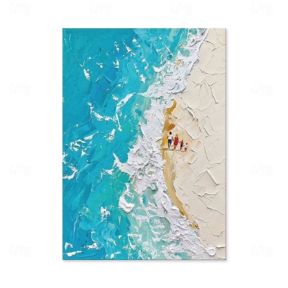 Handmade Oil Painting Canvas Wall Art Decoration Abstract Texture Painting  Blue Sea Beach Vacation Style Living Room Entrance Hall Decoration Home Decor Rolled Frameless Unstretched Painting 2026 - $57.99 –P1
