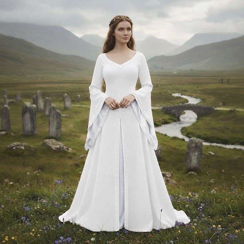 Ρετρό / Βίντατζ Μεσαίωνα Αναγέννησης Φορέματα Φανταστική φορεσιά Βίκινγκ Κέλτικος Ιππότης Φανταχτερή Φόρεμα Γυναικεία Κέλτικα Απόκριες Επίδοση LARP Ρεν Φερ Ενηλίκων Φόρεμα 2026 - $61.99 –P17